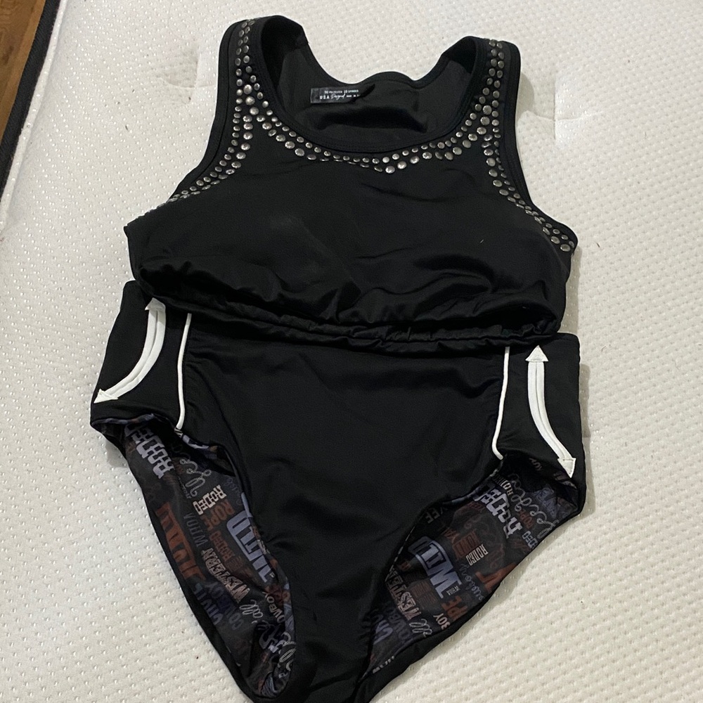 Elegant Black  Swimsuit with Studded Accents